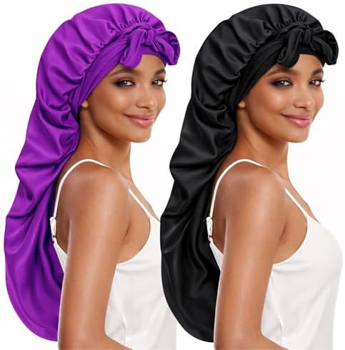 DEMAZALO Silk Long Bonnet for Braids & Curly Hair, Silk Satin Bonnet for Sleeping, Extra Large Bonnets for Women Braid by Demazalodirect