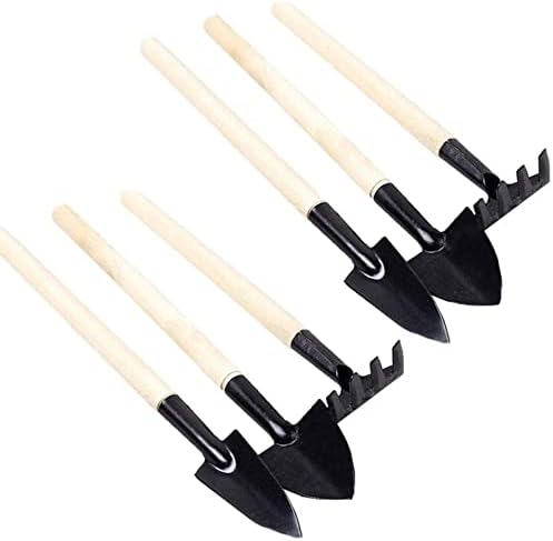 6 Pcs Garden Tools Mini Gardening Kit Plant Potted Flower Gadget Wooden Handles for Transplanting Seedlings, Cultivating and Weeding Flowers and Vegetable Seedlings by Eshylala