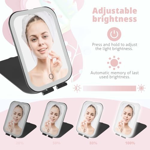 Travel Makeup Mirror, Portable Rechargeable Mirror with Lights - Image 3