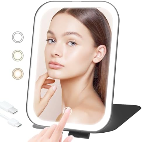 Travel Makeup Mirror, Portable Rechargeable Mirror with Lights by TREASO