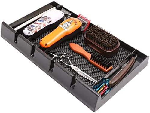 Barber Clipper Tray Organizer, Trimmer, Corded Clippers Holder for Hairdresser, Salon Station Haircut Tools Keeper with Anti-Slip Mat - 15.7" L x 8.9" (Rectangle) - Image 4