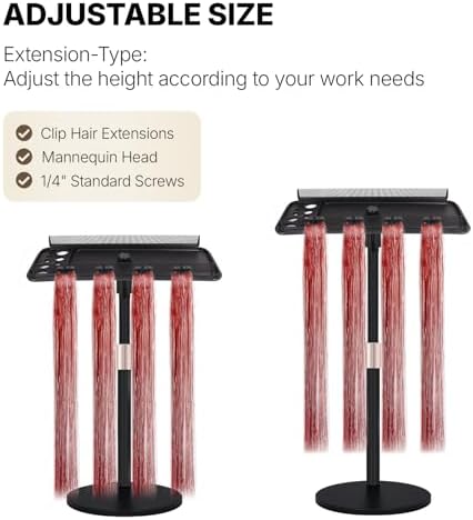 Hair Extension Holder Braiding Rack Stand - Adjustable Height Tripod Hair Organizer for Braiding Hair, Wigs, Extensions, Tinsel & Bangs | Portable Storage Display for Salon, Barber Shop & Home Use - Image 3