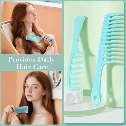 SALONSILK Mint Green 4PCS Professional Comb Set, Wide Tooth Rat Tail Fine Tooth Hair Combs, Braiding Cutting Barber Styling Curly Parting Set for Men and Women - Image 6