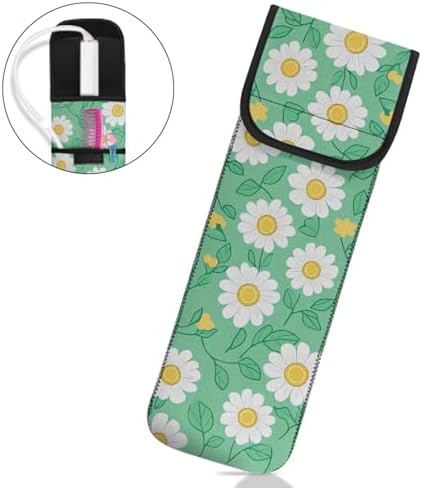 Hair Straighteners Case with Fastener - Cute Daisy Water-Resistant Neoprene Curling Iron Holder Flat Iron Curling Wand Travel Cover Case Bag PouchShield Long-Term Use - Image 2