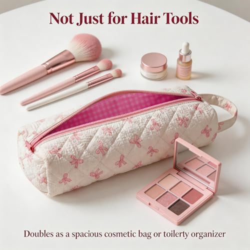 Hair Tools Travel Bag, Hair Tool Bag Organizer, Pink Bow - Image 6