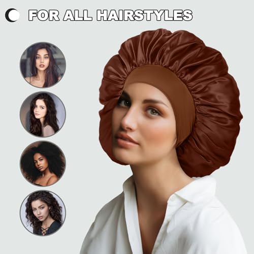 Extra Large Satin Bonnet Hair Cap, 17inches Silk Bonnet for Sleeping - Image 4
