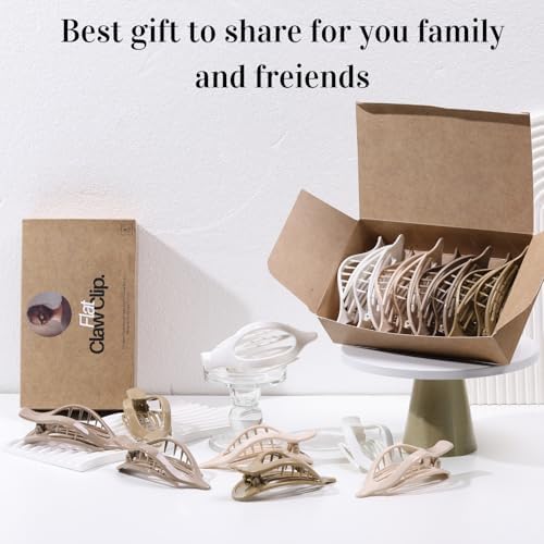 8 Pack Neutral Flat Hair Clips for Women – Large No-Slip Claw Barrettes in Cream, Blonde, Mustard Yellow & Light Brown,Shiny Finish Strong Hold for Thick & Thin Hair - Image 7