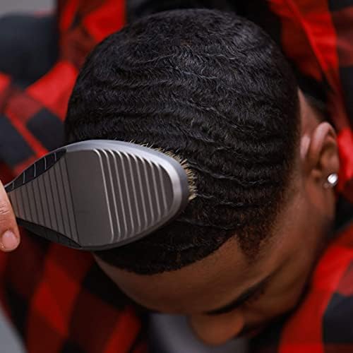 360 Wave Brush, Curved MEDIUM Mixed Boar Bristle, MATTE BLACK, Waterproof - Image 5