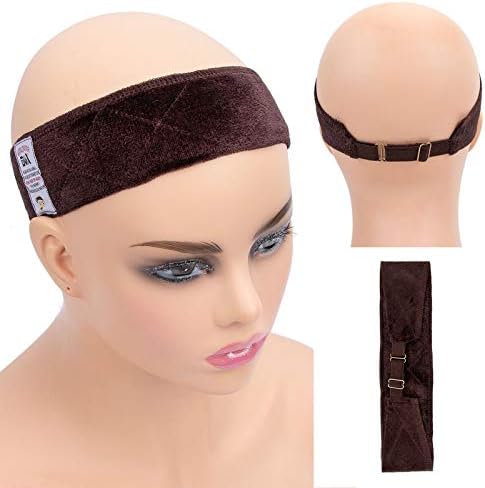 GEXWORLDWIDE GEX Wig Grip Band with Adjustable Elastic Closure Flexible Velvet No Slip Wig grip Headbands Cap for Wigs(Brown) by GEXWORLDWIDE