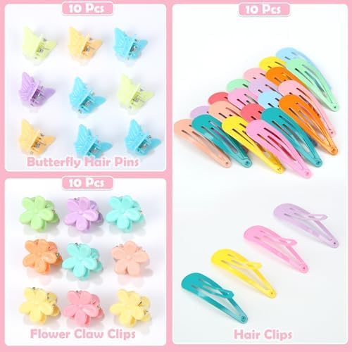 auroray Hair Accessories for Girl, 1543 Pcs Elastic Hair Rubber Bands Set 20 Colors Elastic Hair Ties with Organizer Box Cotton Baby Hair Ties, Hair Tail Tools, Rat Tail Comb, Butterfly Hair Clips - Image 4