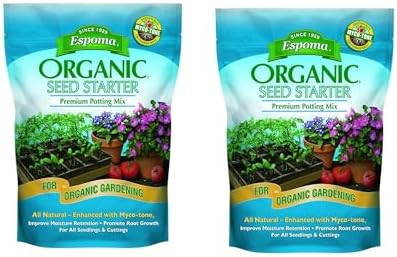 Espoma Organic Seed Starter Premium Potting Soil Mix - All Natural & Organic Seed Starting Mix with Mycorrhizae. for Organic Gardening, 8 qt, Pack of 2 by Espoma