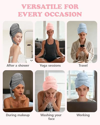 2-Pack Microfiber Hair Towel for Long Hair, Anti-Frizz Turban 39" x 24" - Image 7