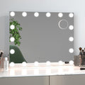Tangkula Vanity Mirror with Lights, 26" x 21" Makeup Mirror with 18 LED Bulbs, Adjustable Color Lighting Modes & Brightness, Hollywood Mirror with 3X Magnifying Mirror, Tabletop & Wall-Mounted by TANGKULA