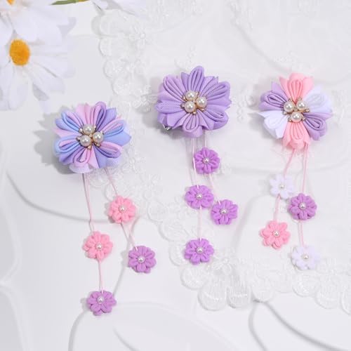 OAOLEER 6PCS Hair Bows for Girls, Purple Flower Hair Accessories for Girls - Image 5