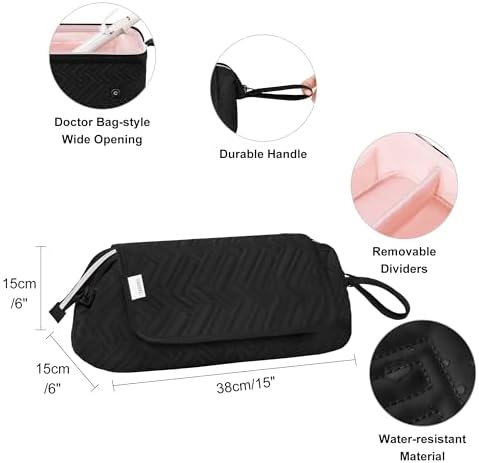 Leudes Hair Tools Travel Bag for Women Heat Resistant Mat for Travel Essentials Hot Tools Straighteners,Flat Irons,Curling Iron,Hot Air Brushes and Hair Dryer Organizer Bags 2 in 1(Black) - Image 4