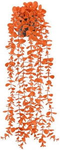 Der Rose 1Pcs Fake Fall Plants Hanging Orange Artificial Potted Faux Eucalyptus Plant Decorations for Fall Thanksgiving Bathroom Table Centerpiece Wall Kitchen Room Decor Indoor and Outdoor by DerRose