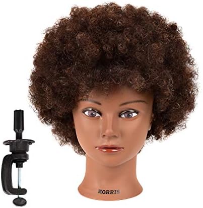 Morris Mannequin Head 100% Human Hair Training Head Kinky Curly Hair Hairdresser Manikin Head Cosmetology Doll Head for Hairdresser Practice Styling Braiding with Clamp Stand (10Inch-BB) - Image 6