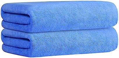 JML Large Microfiber Bath Towels Set for Adult, 2 Pack 30" x 60", Blue - Image 2