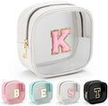 YOOLIFE Initial Make Up Bag Travel Toiletry Bag, Clear Makeup Bag Preppy Cosmetic Bags Organizer Travel Essentials Gifts for Women Teen Girlfriend Teacher Mom Birthday Mothers Day Gifts White K by YOOLIFE
