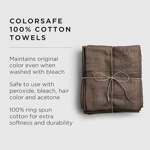 Fromm ColorSafe 100% Cotton Bleach Proof Salon Hair Towels for Hairstylists, Barbers, Spa, Gym in Brown, 16" by 29", 6 count Absorbent Stain Resistant Towels for Drying Curly, Long, Wavy Hair - Image 2