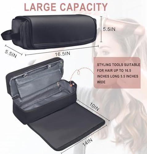 Hair Tools Travel Bag with Heat Resistant Mat Hair Styling Accessories Storage Case for Hair Dryer Flat Iron Straightener Curling Iron Haircare Accessories Travel Essentials for Women - Image 6
