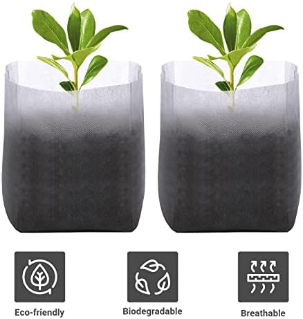 GREANER Fabric Seedling Plant Grow Bags, 200 PCS Non-Woven Plant Nursery, 9.8x11 inches Biodegradable Plant Starter Bags for Tree, Flower, Vegetable, Fruit, Saplings, Home Garden Supply - Image 3