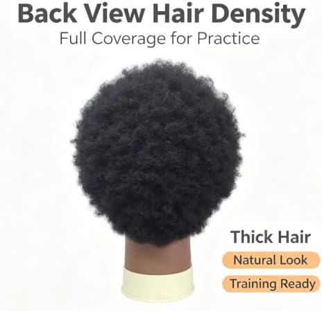 Afro Curly Male Mannequin Heads for Barber Practice Textured Human Hair - Image 4