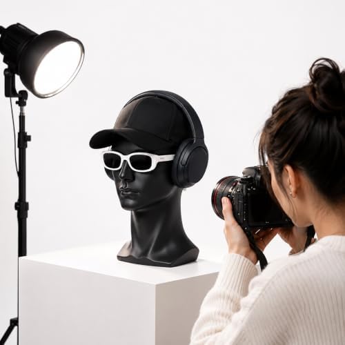 Mannequin Head Male Face Model Display Stand for Wigs Hat Glasses Mask Headphone (black) - Image 4