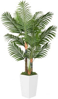 5ft Artificial Palm Tree Indoor Plant，Triple Faux Tropical Areca Floor Plant in Pot，Artificial Plants with Lifelike Leaves for Home Office Decor by EOOIOGARDEN