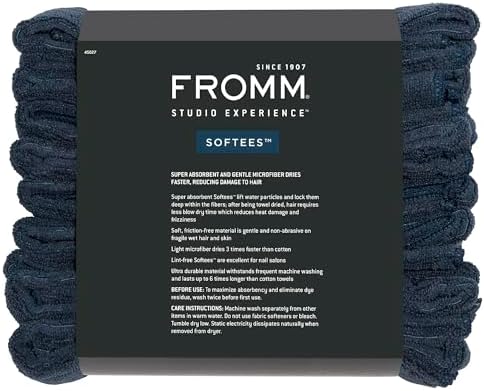 Fromm Softees Microfiber Salon Hair Towels for Hairstylists, Barbers, Spa, Gym in Navy, 16" by 29", 10 count Perfect Hair Care Towel for Drying Curly, Long, Wavy Hair - Image 6