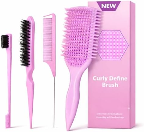 Detangler Brush for Curly Hair, Lightweight Curly Hair Brush with Vented Design for Easy Glide, Effortlessly Detangles Without Pulling or Snagging, Suitable for All Wet and Dry Hair Types (Pink) by Unknown