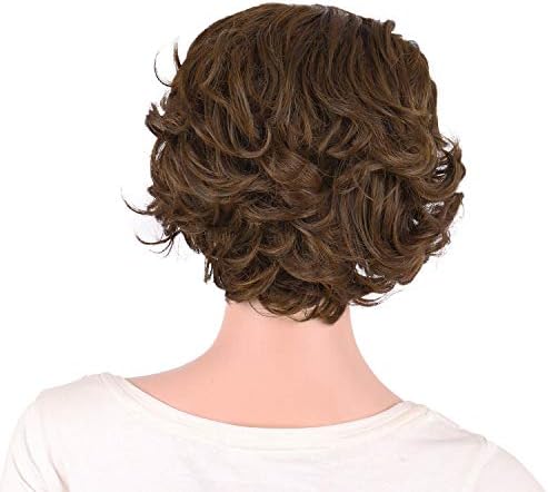 MapofBeauty 11.8 Inch Women Short Curly Side Bangs Fashion Wig, Brown - Image 4