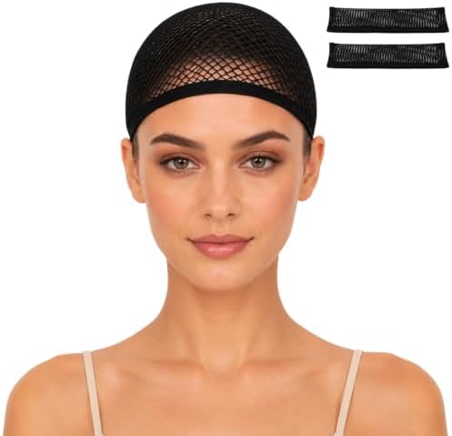 2PCS Black Wig Caps, Breathable Hair Net for Women Non Slip by PARTYTELLER