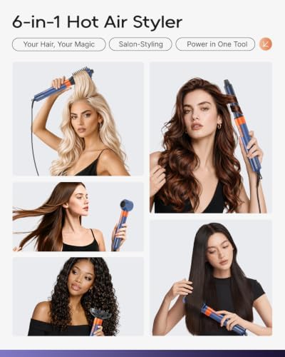 7MAGIC 6 in 1 Multi Hair Styler & High-Speed Hair Dryer Brush Blue - Image 2
