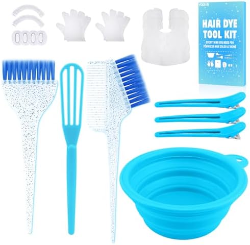 YOOVR 19pcs Hair Bleach Dye Kit with Hair Dye Brush, Bowl & Whisk (Blue) by YOOVRDesign