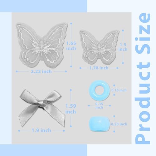 Hair Beads for Braid 100PCS Satin Small Hair Bows 2 Size Embroidery Butterfly Hair Clips Acrylic Pony Beads Loc Dreadlock Kits for Women and Girls - Image 4