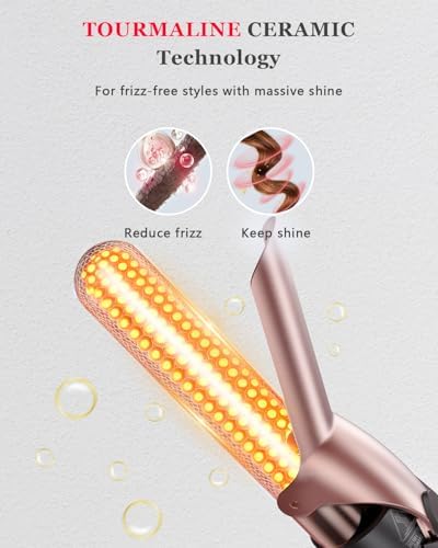 5 in 1 Curling Iron & Thermal Brush Set with 4 Interchangeable Ceramic Barrels (0.35”-1.25”) Fast Heat Dual Voltage Travel Hair Tools Birthday Gift for Women - Hair Curler Wand Kit for Curls & Blowout - Image 4
