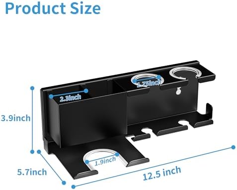BOIVSHI Hair Dryer Holder, Wall Mounted, Black - Image 6