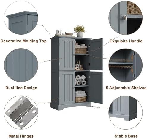 ChooChoo Bathroom Floor Cabinet with Adjustable Shelves - Image 4