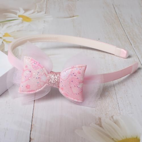 Pink Headbands for Girls Non Slip Floral Bow Headband Set 6 Pcs - Image 6