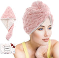 Microfiber Hair Drying Towel,2 Layer Reversible Hair Turban,White & Pink by Jeffsun