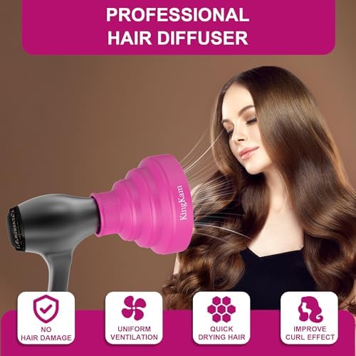KingKam Collapsible Silicone Hair Diffuser, Fit 1.575-1.968 inch Nozzle - Image 2