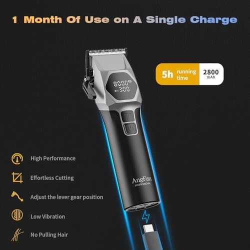 ANGFAN Cordless Hair Clippers for Men 8000RPM 5-Speed 440C Oxide Blades - Image 5