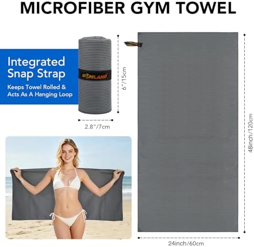 SUNLAND Microfiber Gym Bath Towels for Men Women 24x48In - Image 2