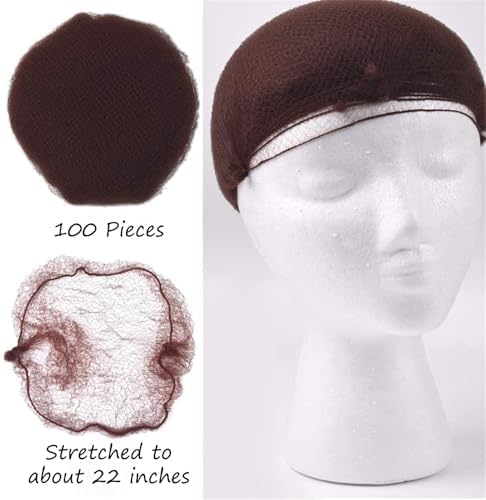 Hair Net 100 Pcs, Smilco 22 Inches Hair Nets Elasticity Invisible Elastic Mesh for Food Services, Ballet Bun, Sleeping, Women and Wig (100,Brown) - Image 6