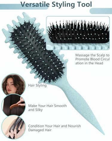 Blue Curl Defining Brush for Curly Hair – Detangling & Styling Brush for Women & Men, Defines 2A to 4C Curls, Reduces Frizz, Perfect for Wet & Dry Hair (Blue) - Image 4
