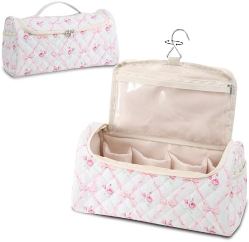 GISMTR Quilted Hair Tools Travel Case, Cotton Portable Storage Bag with Hanging Hook for Hair Curler Accessories, Cute Dustproof Travel Organizer by GISMTR