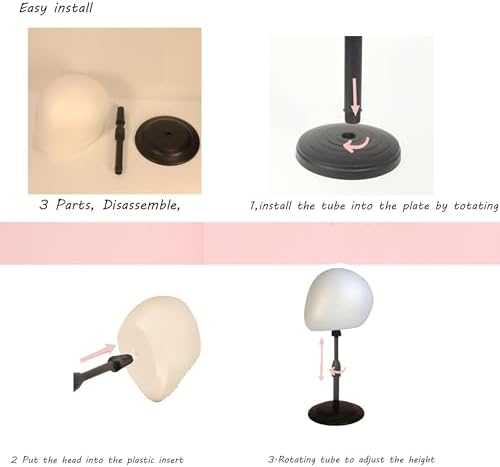 2 PACKS Adjustable wig or hat black styrofoam abstract mannequin head holder stand (13”to 17”)(AD02-White Egg) - Image 3