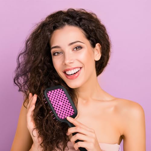 SHINLEA Vented Detangling Brush for Curly Thick Hair, Wave-Shaped Bristles for Scalp Massage, Anti-Tangle Hairbrush for Women, Men and Teens, Purple - Image 5