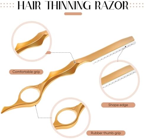 Mudder 11 Pcs Hair Razor for Cutting Thinning Styling Comb, Gold - Image 2